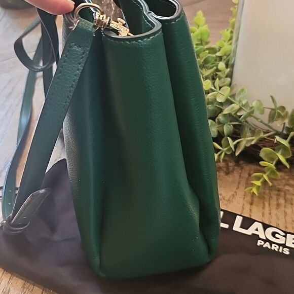 Karl Lagerfeld Leather Green Shoulder Tote Bag - Picture 5 of 16